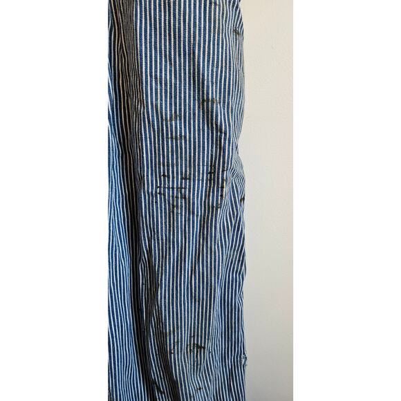 True Vtg 1950-1960's DeeCee Sanforized Orange Strap, Engineer Stripe Overalls - Picture 7 of 12